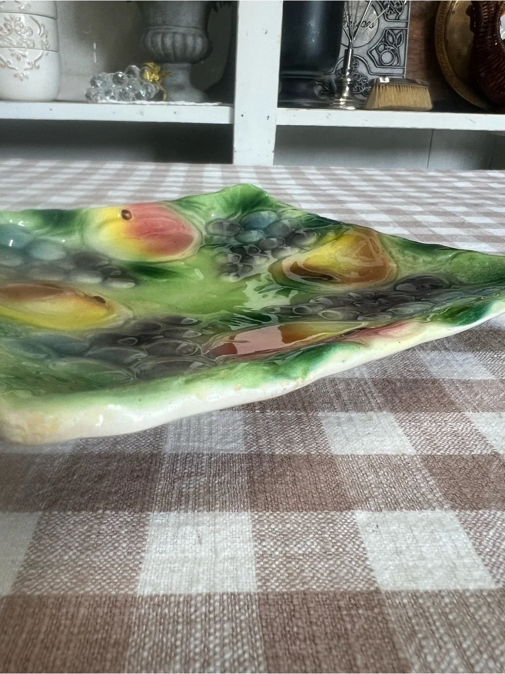 Vintage Italy fruit embossed square plate decor grandma core